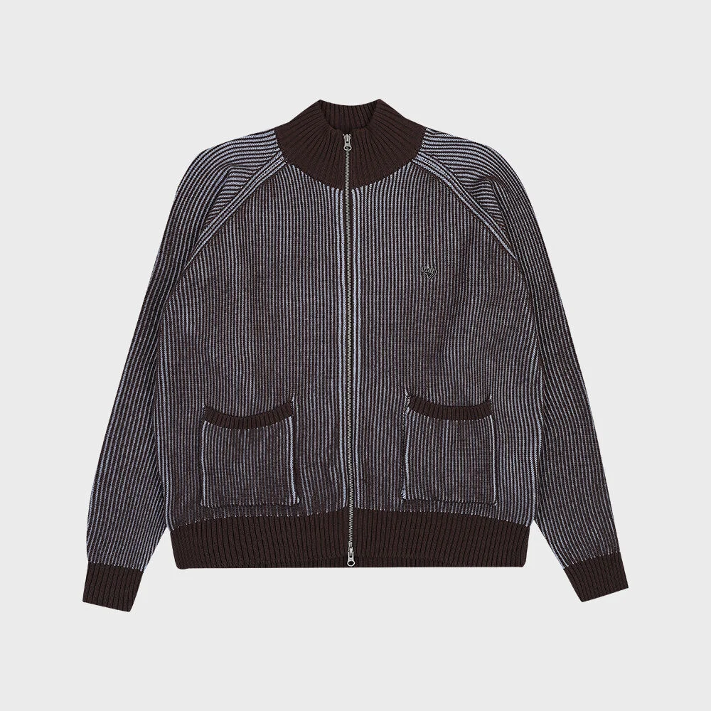 LOGO TWO TONE KNIT ZIP-UP