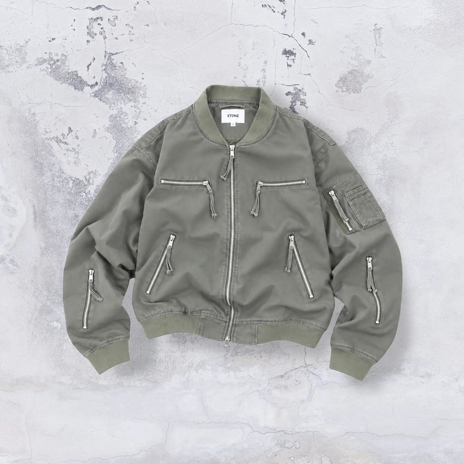 XJ141 多色 拉鏈 短版 MA-1 外套 (KHAKI)