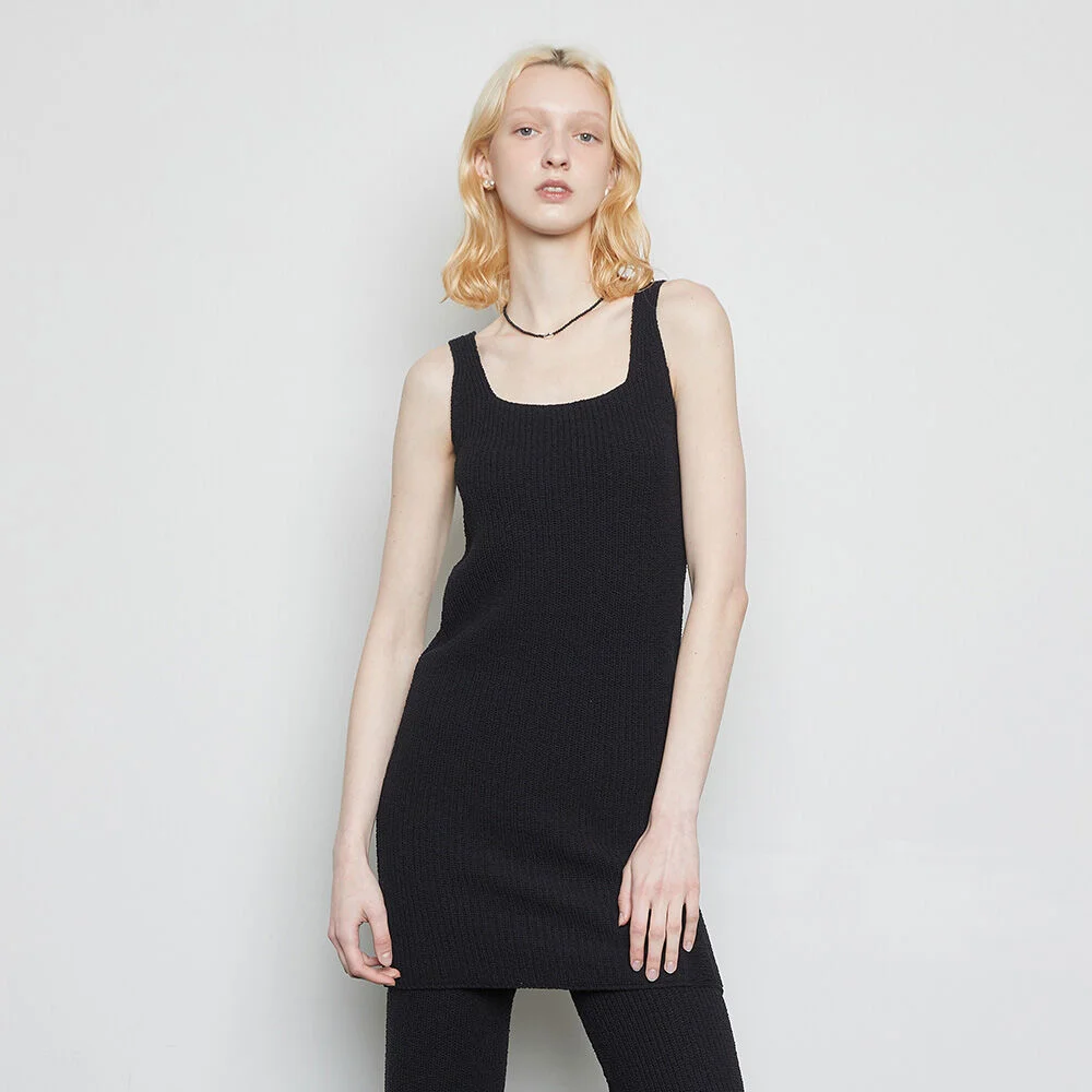 L3 DEMAGE KNIT DRESS(BLACK)
