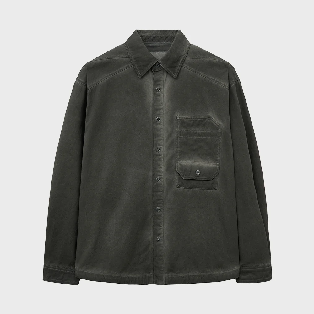 GARMENT DYED FLAP POCKET OVERSHIRT (GRAY)