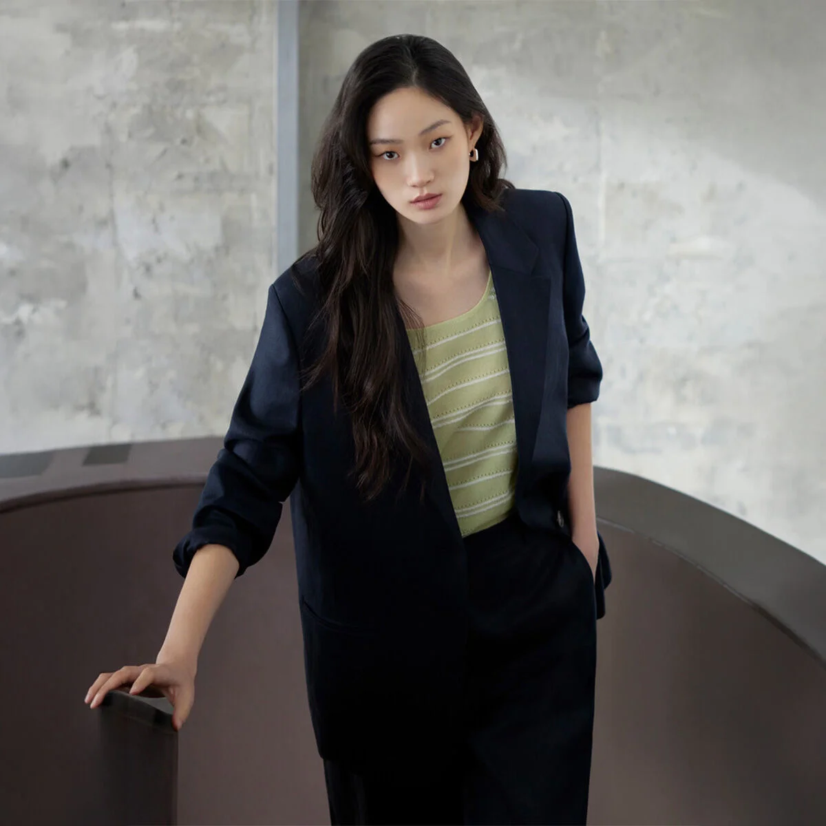 亞麻 單片裝 修身剪裁 套裝 外套_SWSJKQ24010