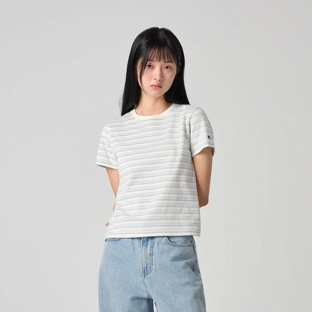 女裝 C標誌 條紋 T恤 Ecru