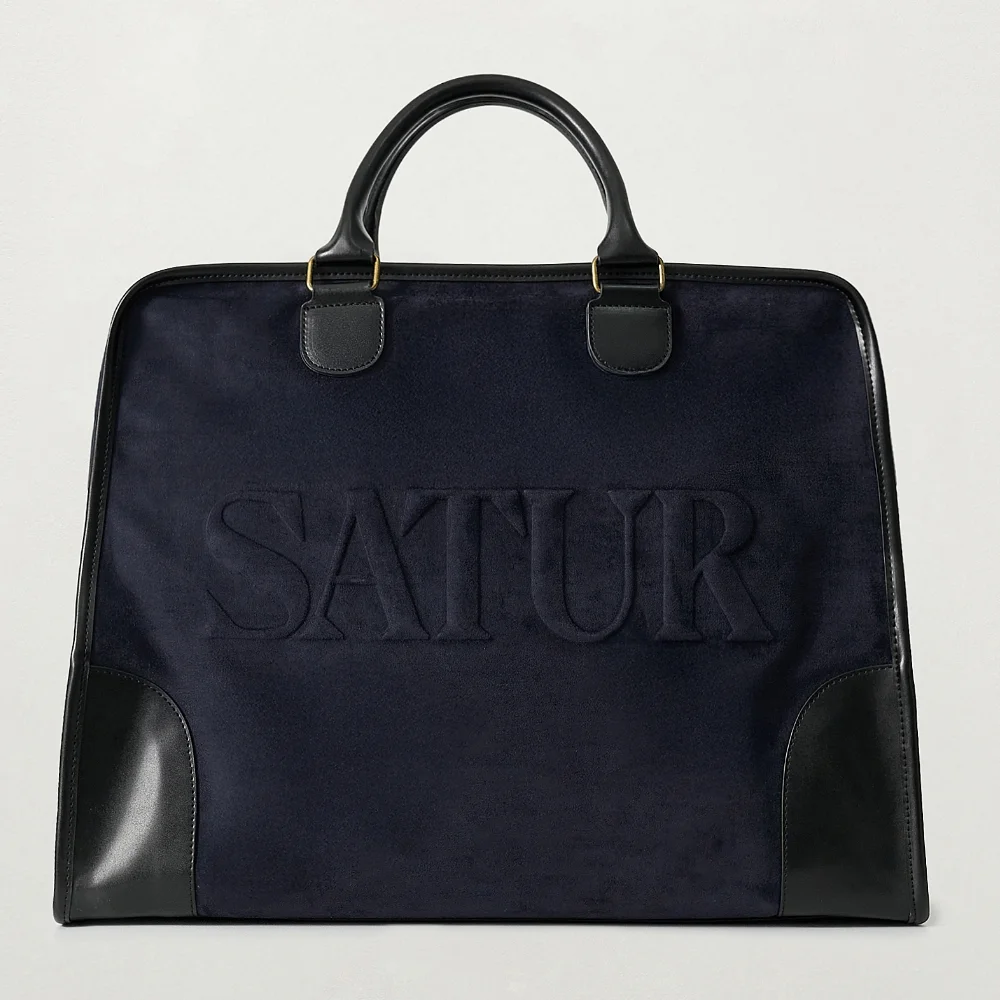 Verona 合成 麂皮 大 Boston 袋 海軍藍