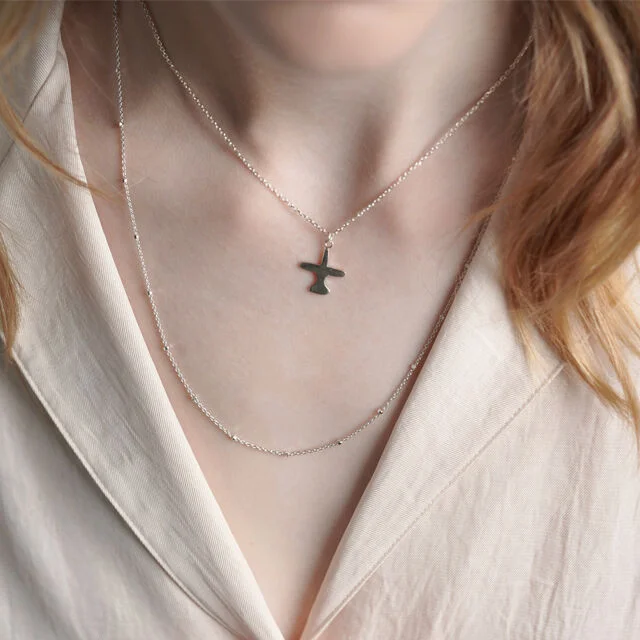 Cube chain layered Necklace 長 銀色 鏈式頸鏈