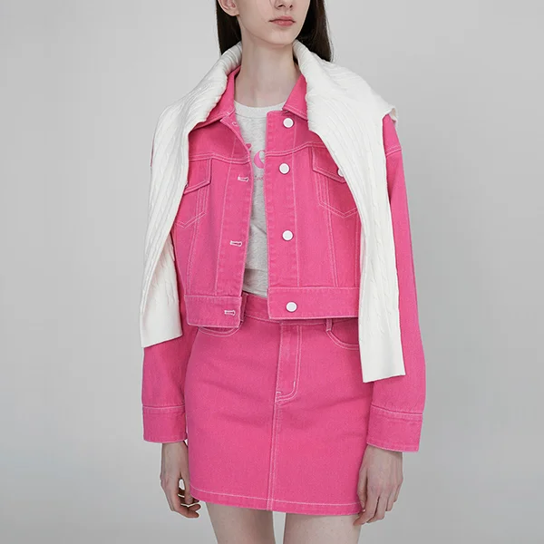 DYING SETUP CROPPED COLOR DENIM JACKET (JK-2801)
