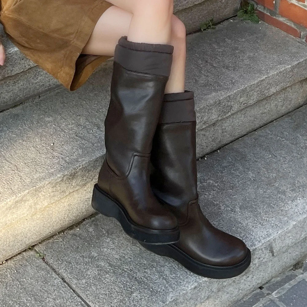 Napping Soft Leather Boots / Brown