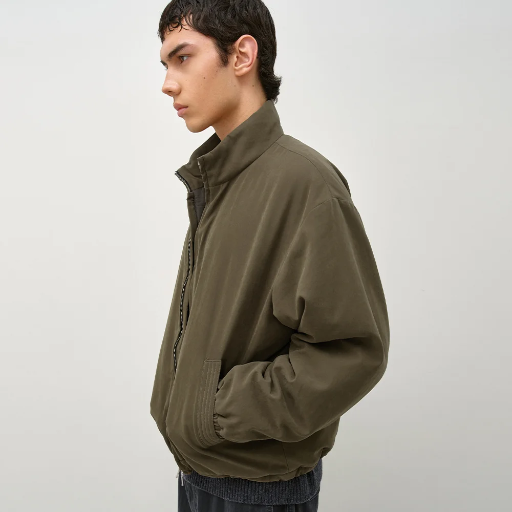 高領 短身外套 夾克 OLIVE