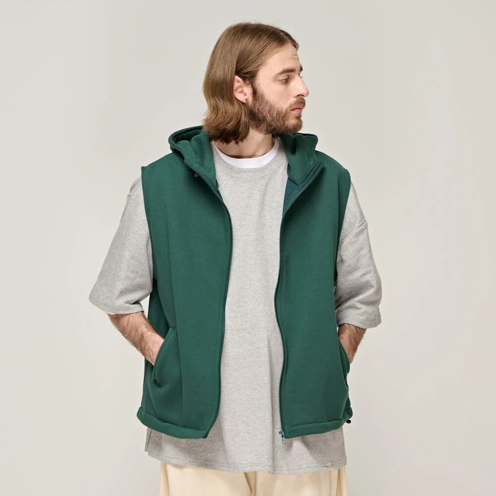 CB STRING HOOD VEST (GREEN)