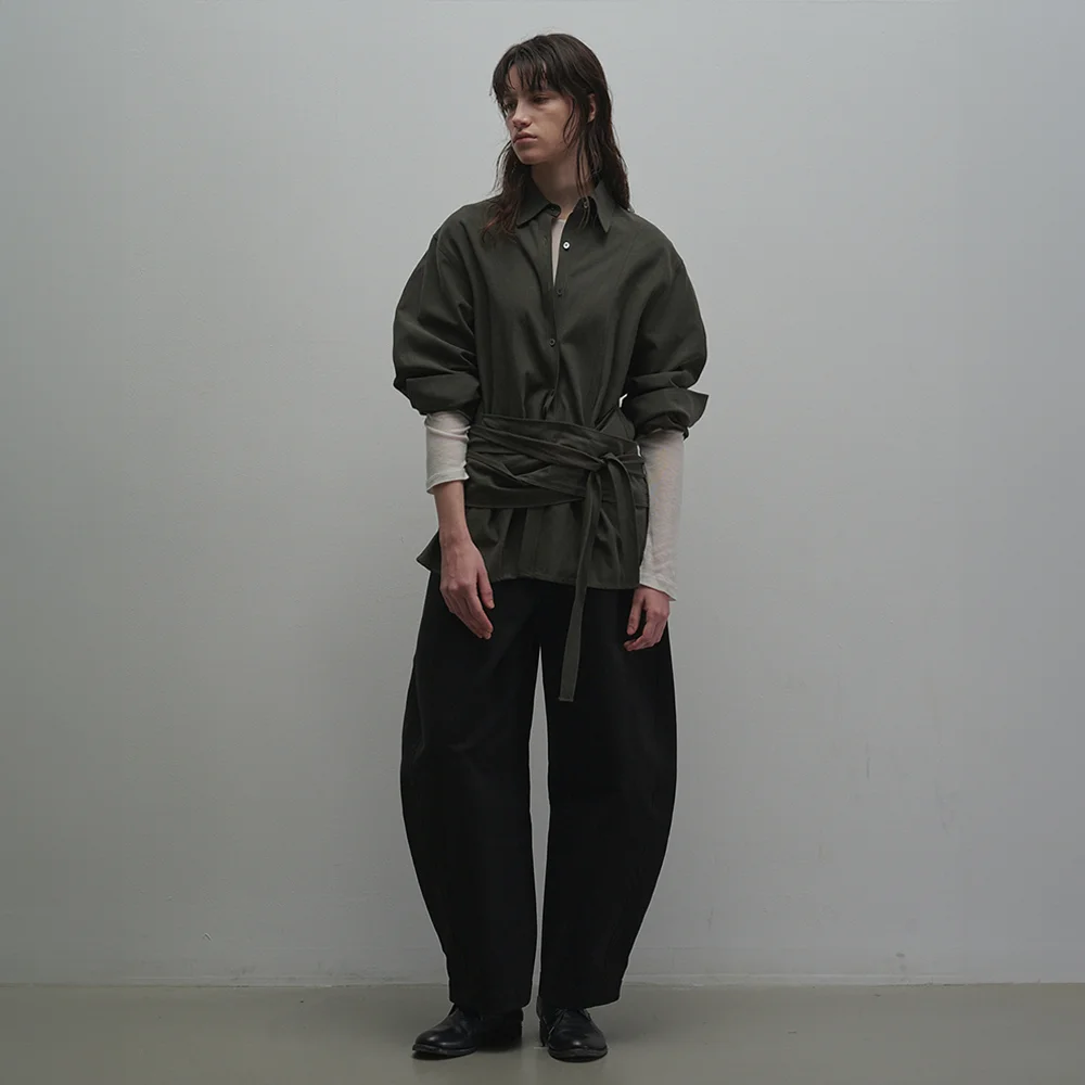 Wrap Detailed Shirt (deep moss charcoal)