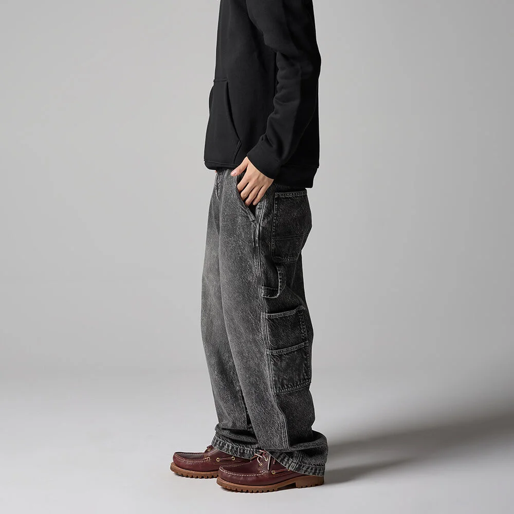 寬鬆版型 工裝 實用款 牛仔 褲子 Light Gray Denim