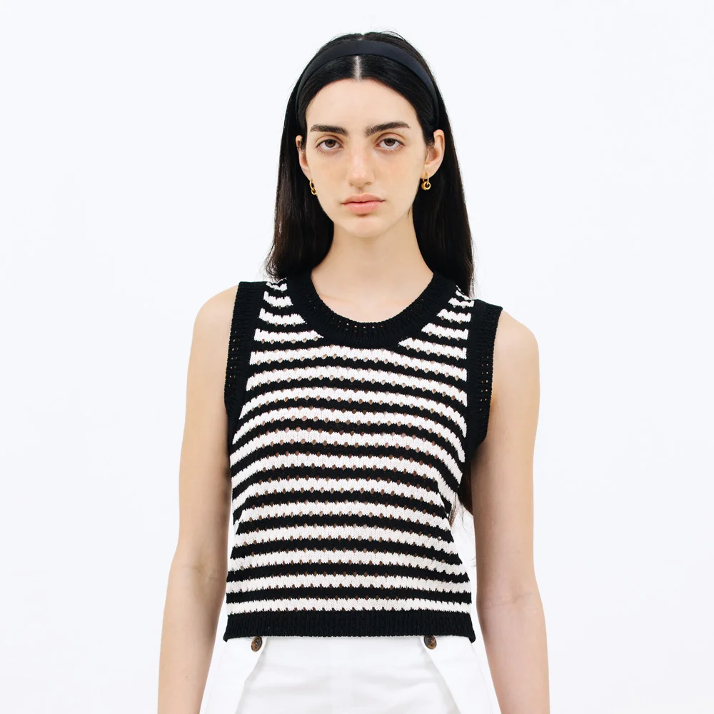 punching stripe knit_black