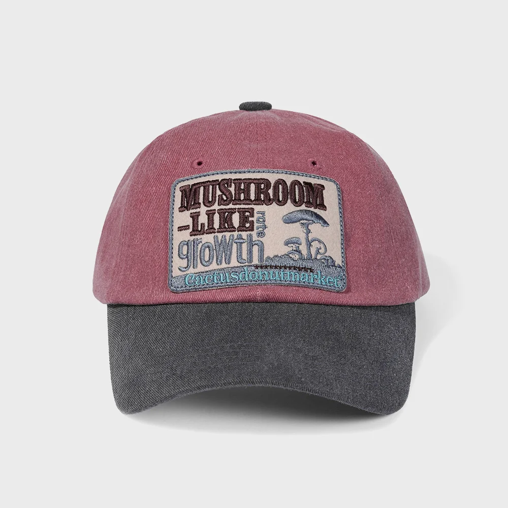 MUSHROOM PATCH TWO TONE BALL CAP - DARK PINK/CHARCOAL