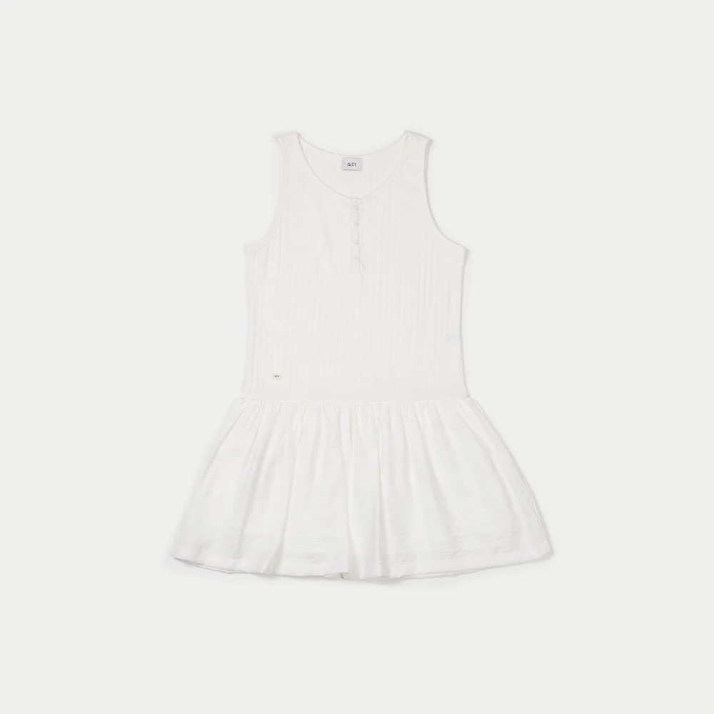 Layered shirring dress_ivory