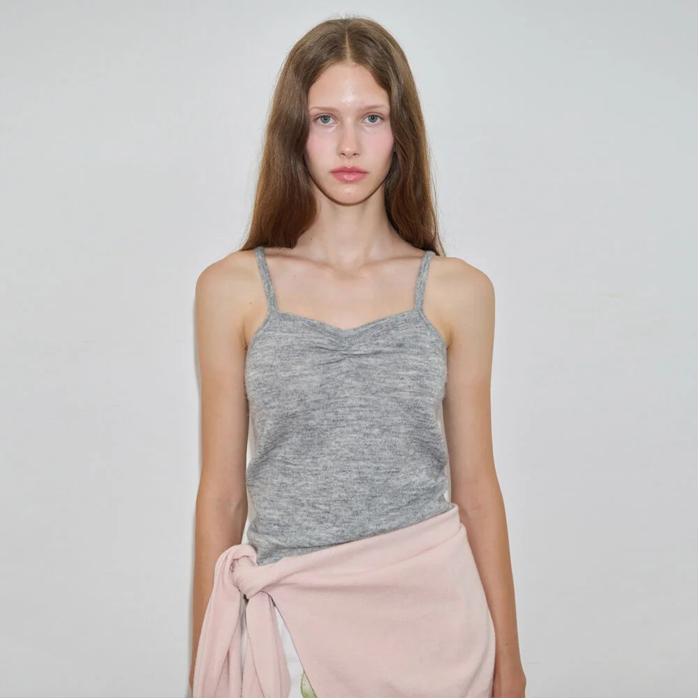Shirring Knit Sleeveless (Melange Grey)