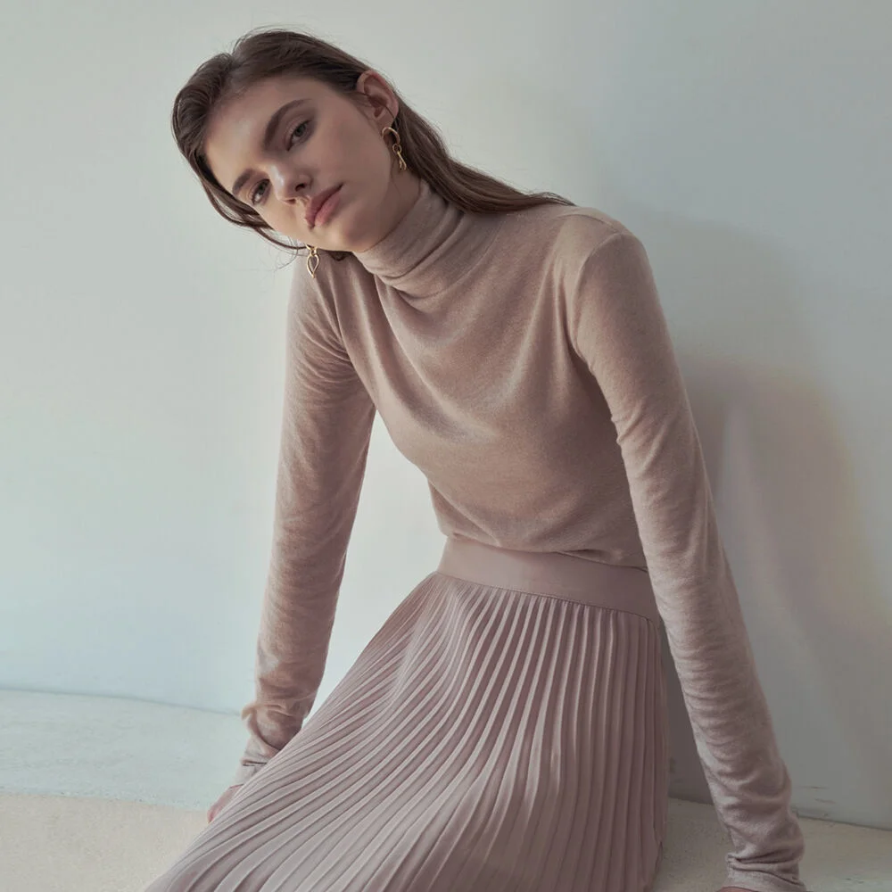 SLIM TURTLENECK T-SHIRTS_BEIGE