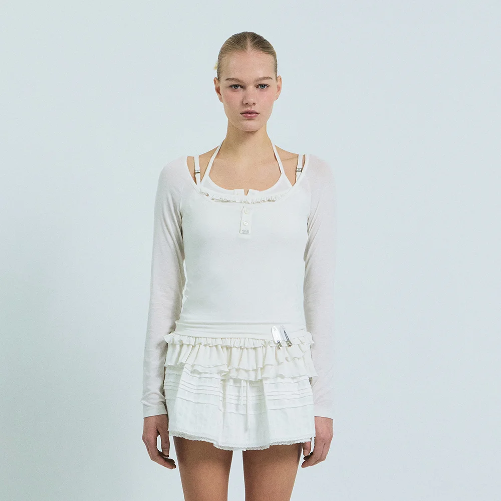 LIV HENRY NECK T-SHIRT (WHITE)