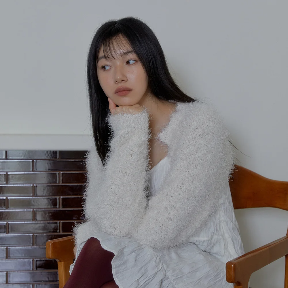 POM POM KNIT BOLERO (CREAM)