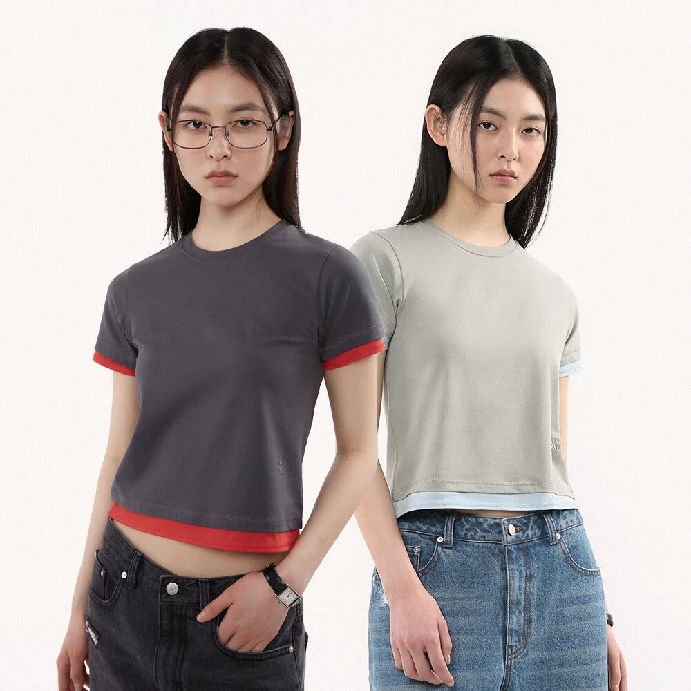 (女裝) 層次 短袖 T恤_6 COLOR