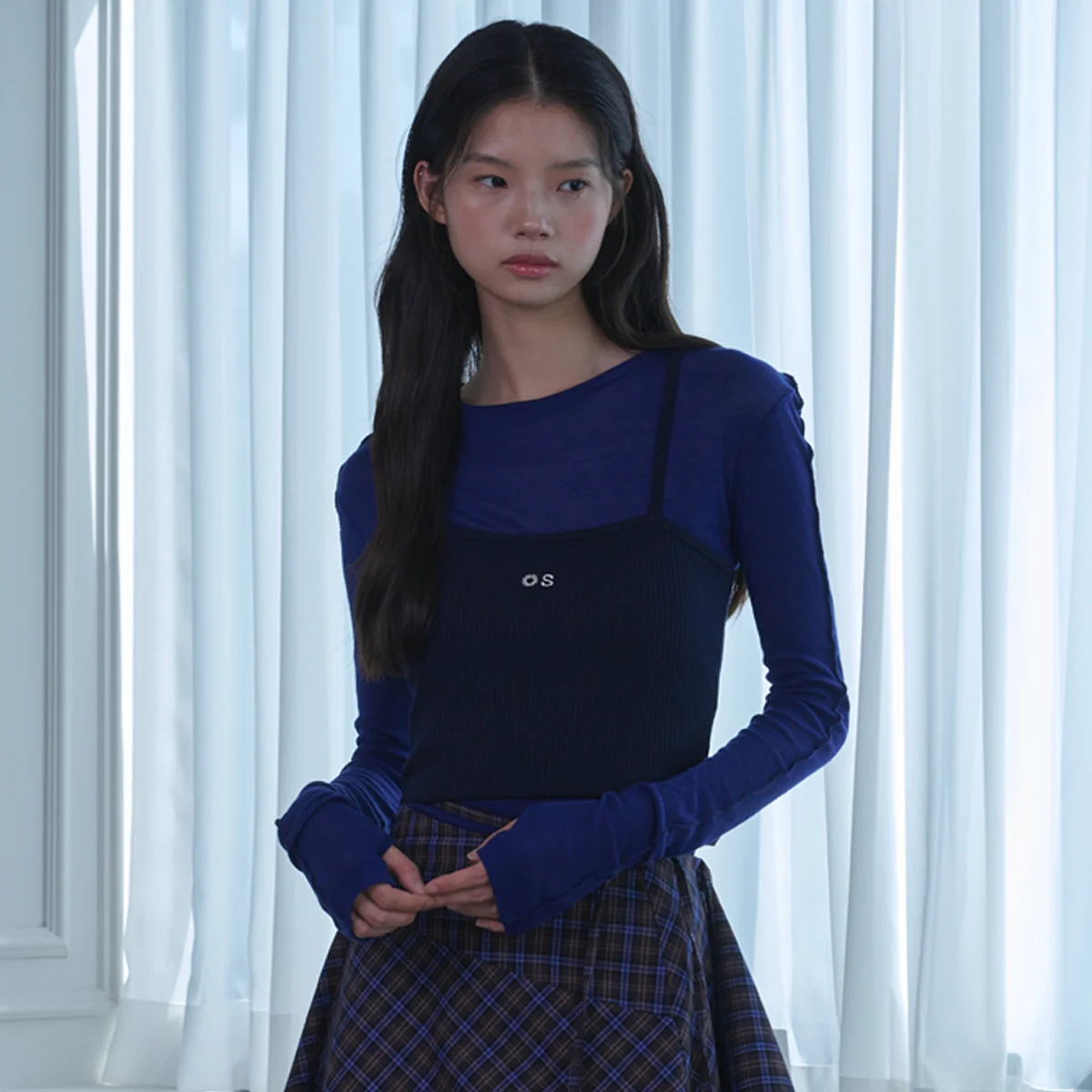 See-Through Wool Jersey T-shirt_Blue