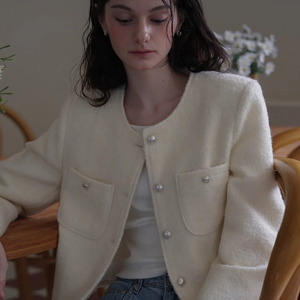 Round Boucle Tweed Jacket