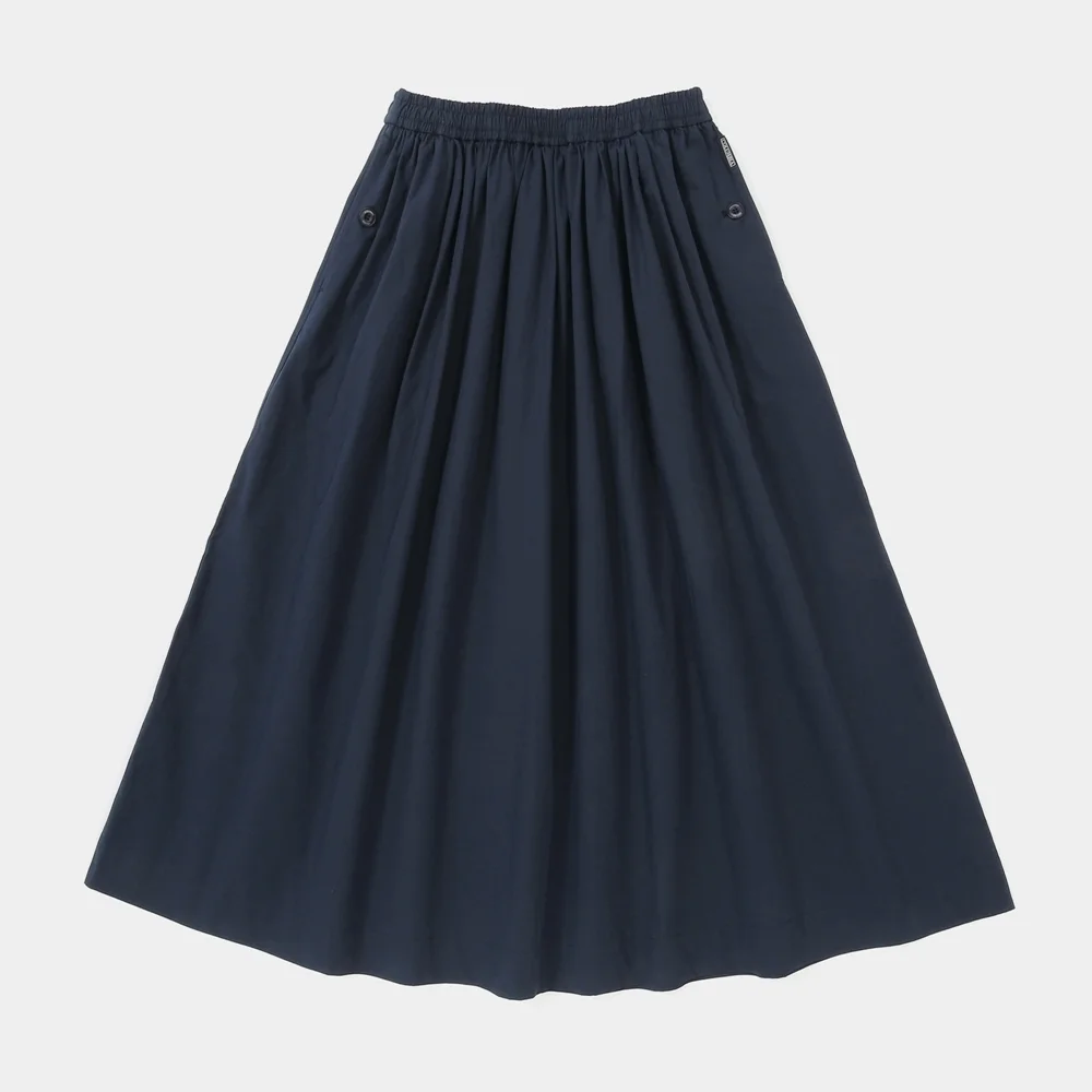 ALL-ROUND PLEATS COTTON LONG SKIRTS Crown Navy