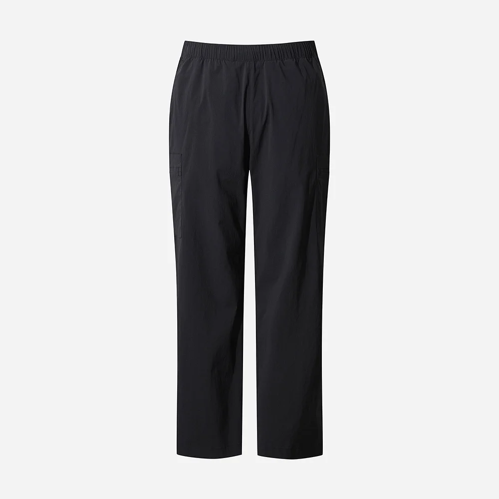 自然 鬆緊帶 工裝 口袋 直筒 褲子(BLACK)