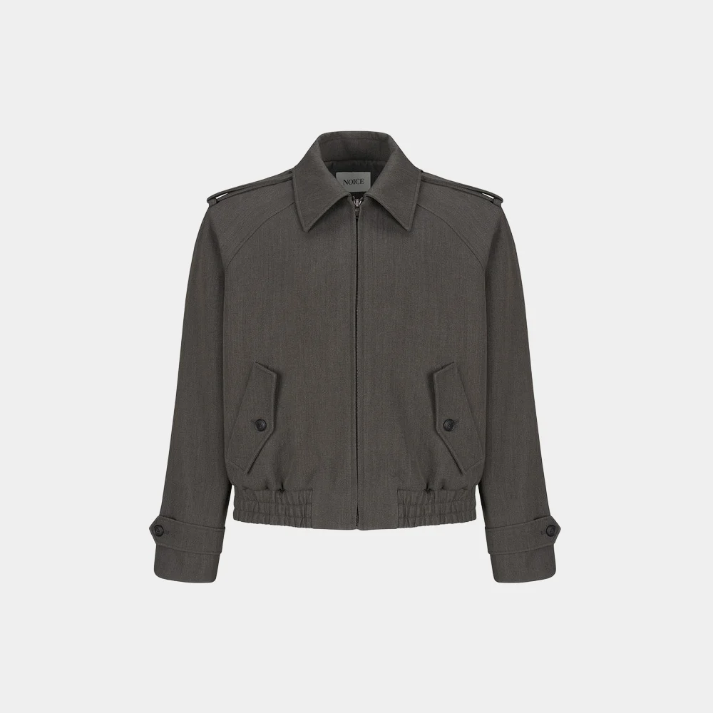 NECK BUCKLE WOOL BLEND BLOUSON - GRAY