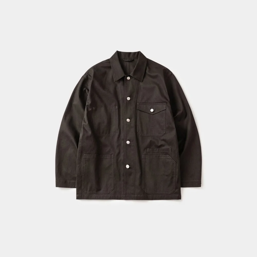 Twill Cotton Chore Jacket (Charcoal)