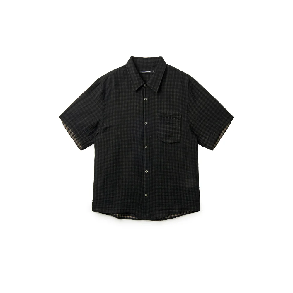 Shadow Check Shirt Gingham Check Grey Beige