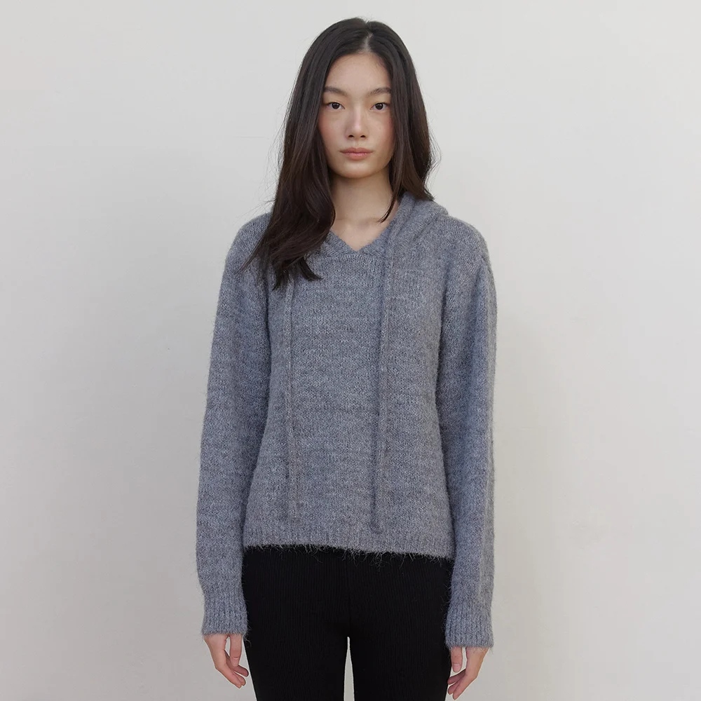 AS BASIC WOOL KNIT HOODY (CHARCOAL)