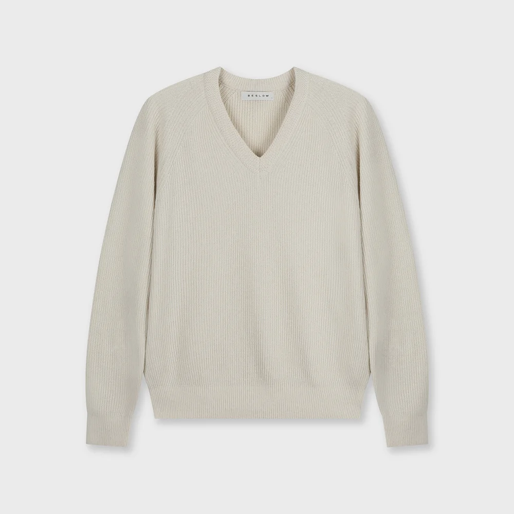 OVERSIZED V NECK KNIT IVORY