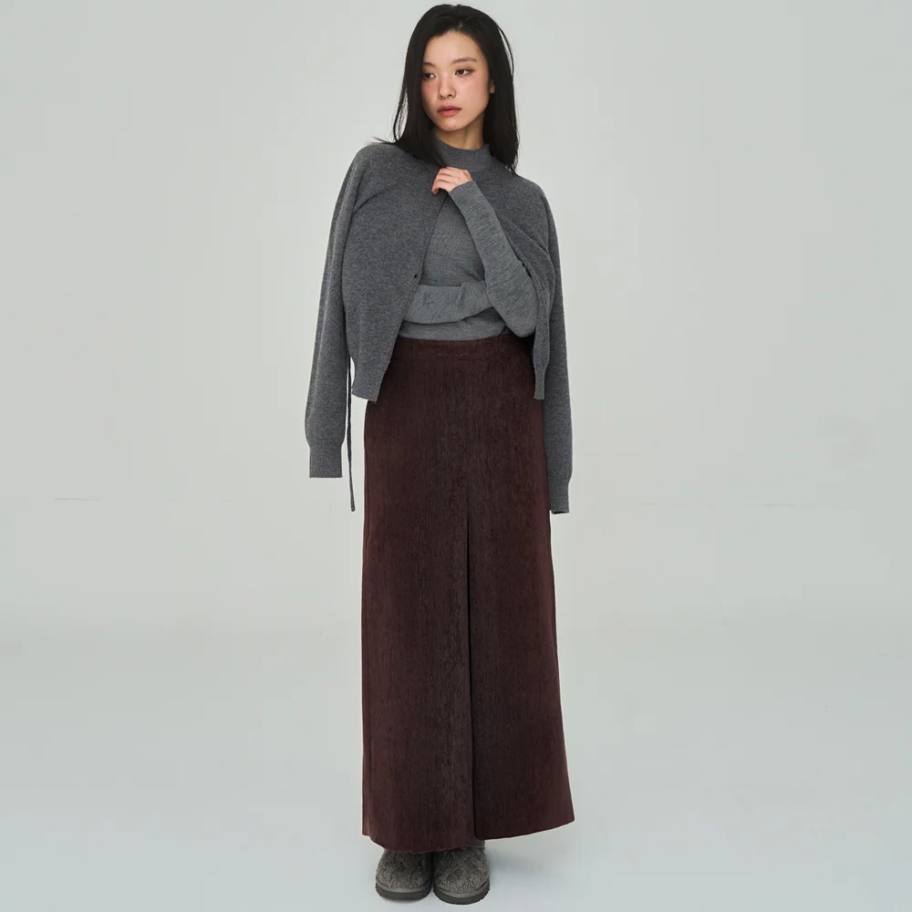 Thick Long H Burgundy Skirt