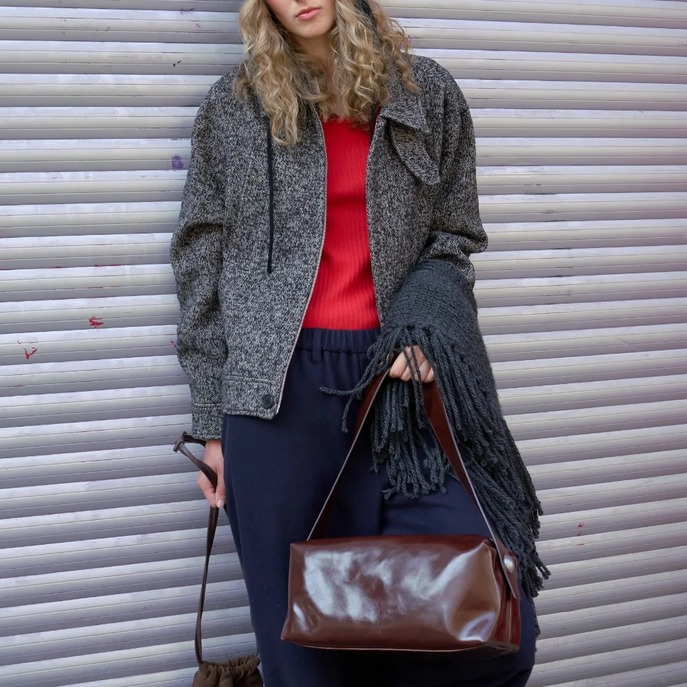 Bold Studed Bag Large / Brown