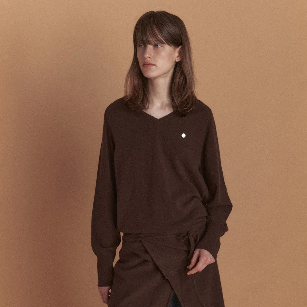 Latty V-neck Knit (Brown)