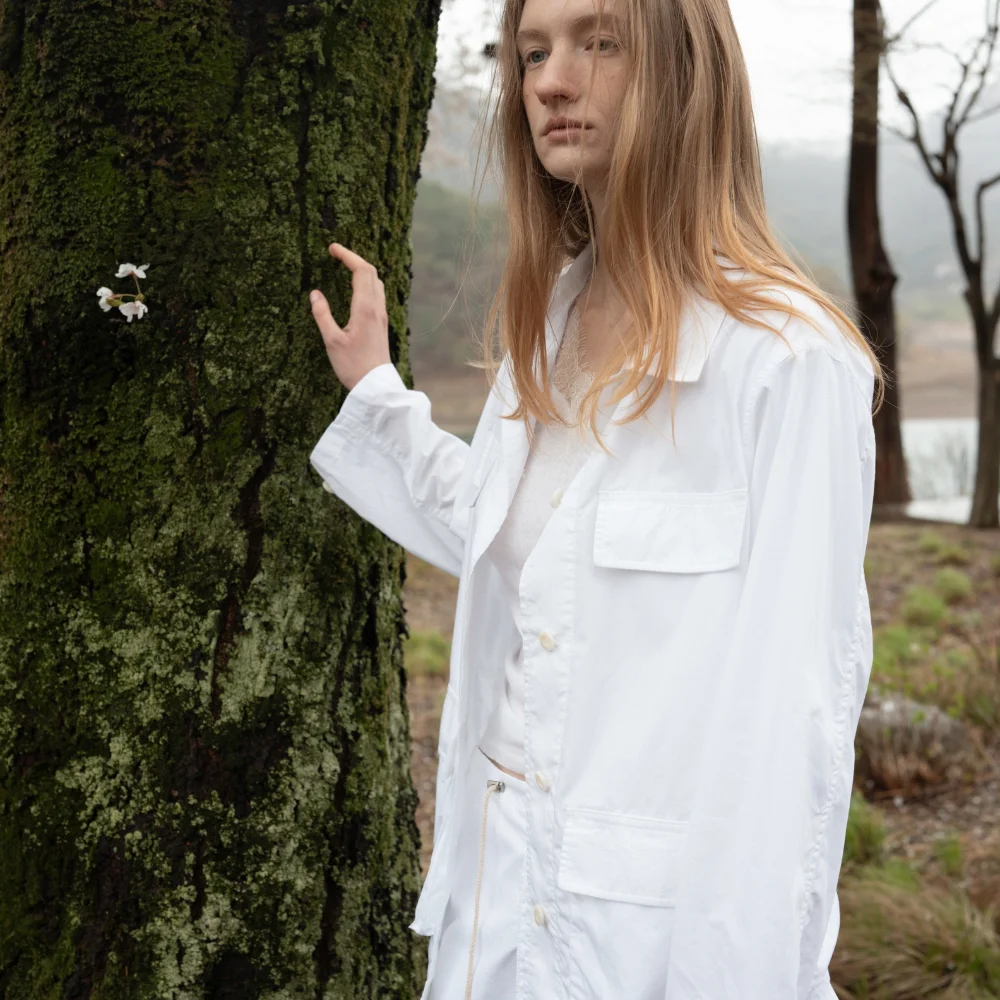 Cotton Field Shacket (White / Black)