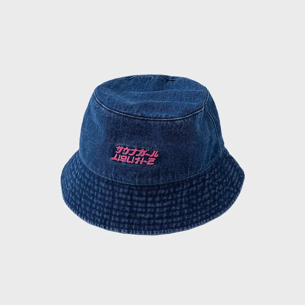 GIRL LOGO BUCKET HAT (DENIM)