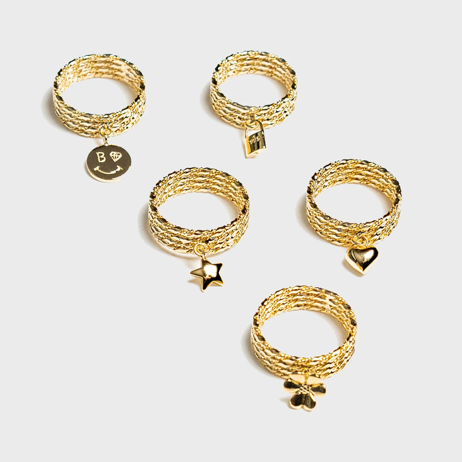 Fancy twist dangling ring Fancy Motif 扭結 扭結 鈴鐺墜飾 戒指