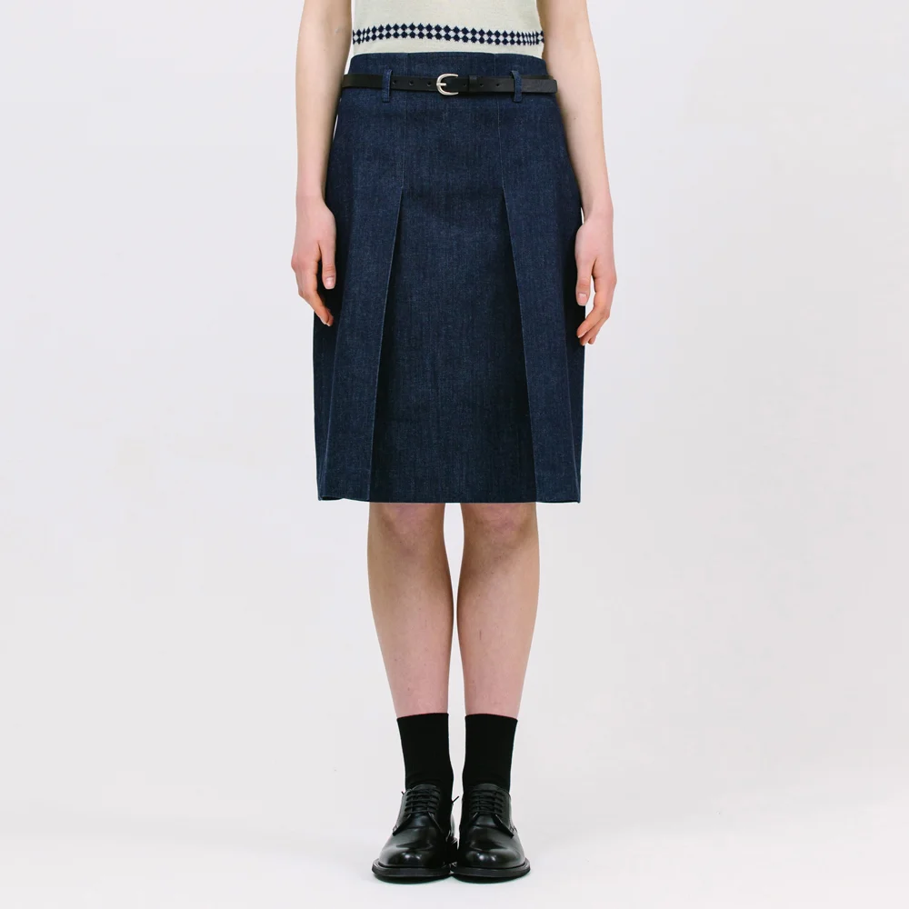 low belted skirt_denim