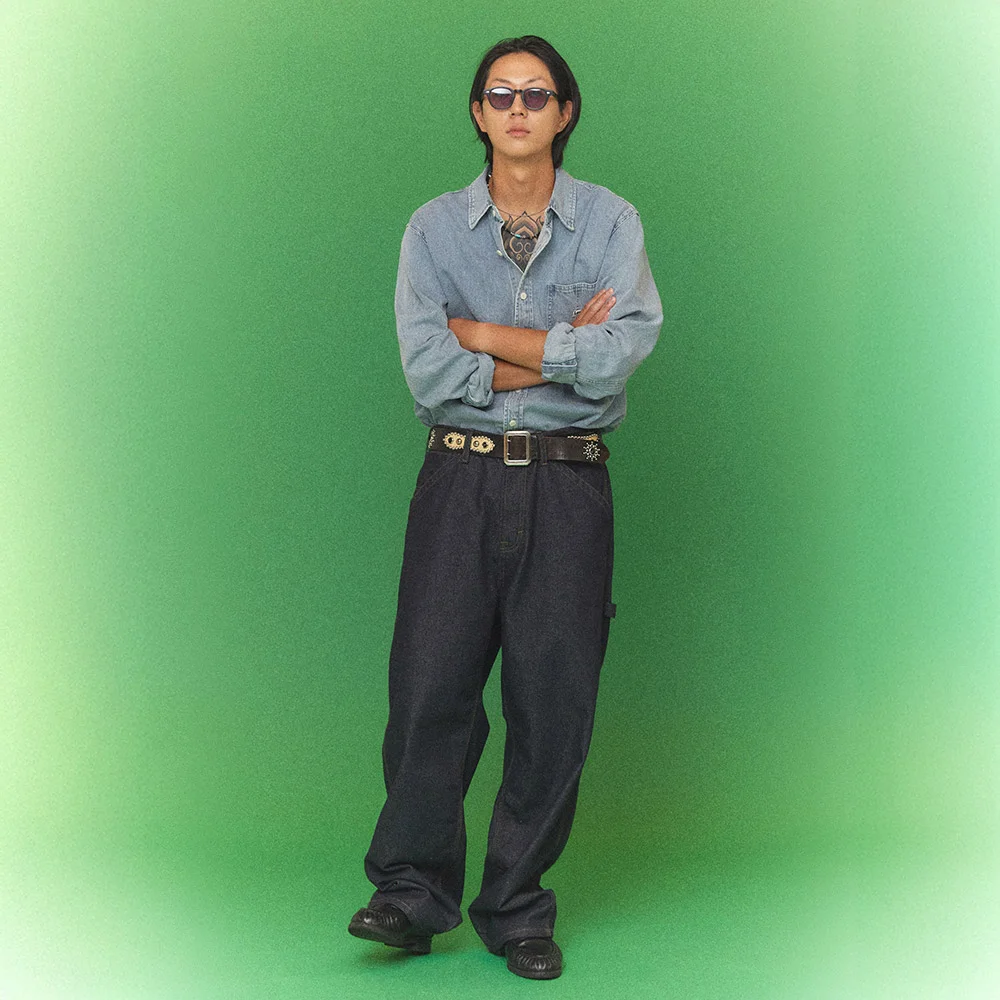 油漆工褲 牛仔 褲子 靛藍 低筒