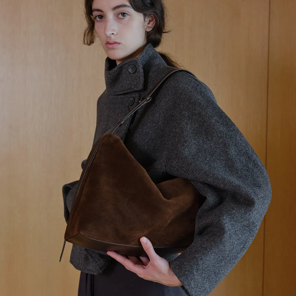 Large Rowie shoulder bag Suede Chestnut