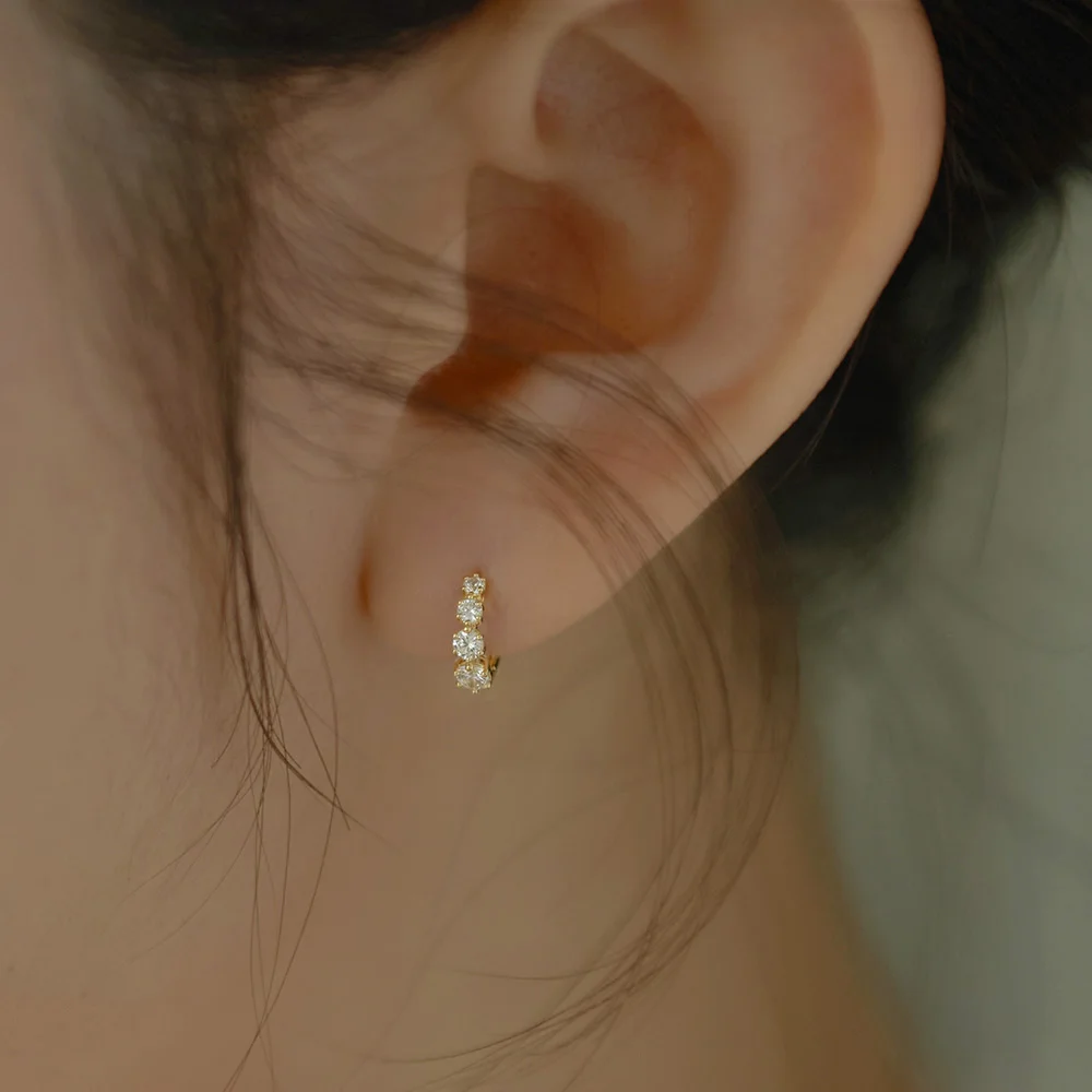 14k post Accent 一觸即開 環 耳環
