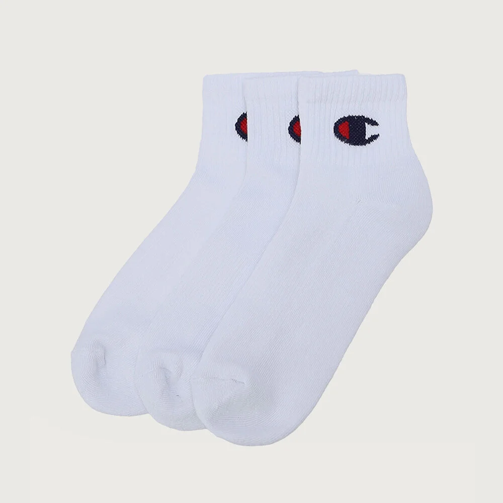 C標誌 Quarter Length Socks 3雙 套裝 White