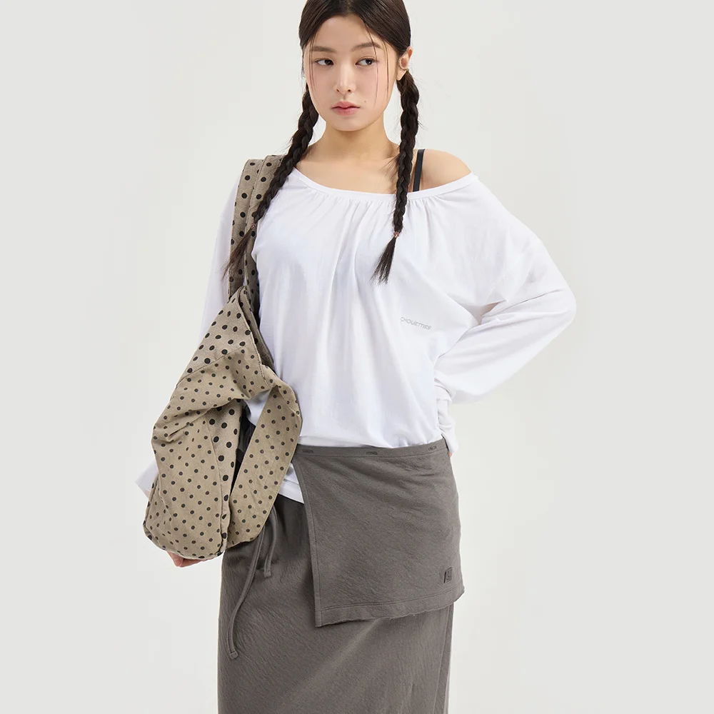 Chouetties by LUCKY CHOUETTE Shirring Neck Long Sleeve T-Shirt (white) LATAX26350WHX