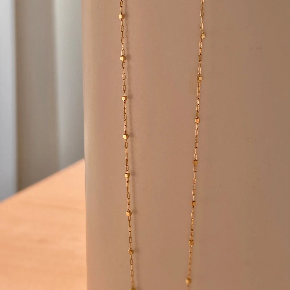 14k gold 方形 鏈條 Necklace