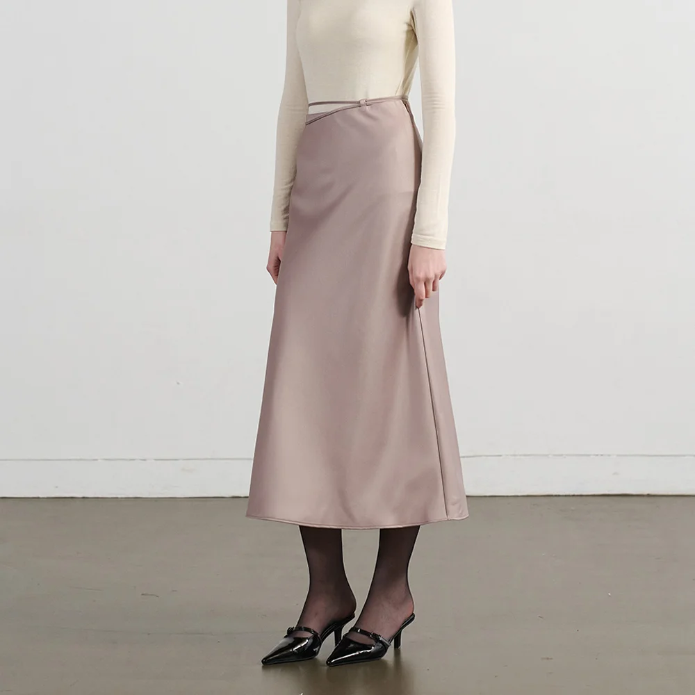 Lautre Strap Mocha beige Satin flare skirt