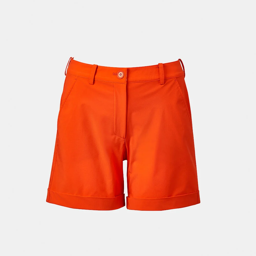 stretch roll-up shorts_orange red