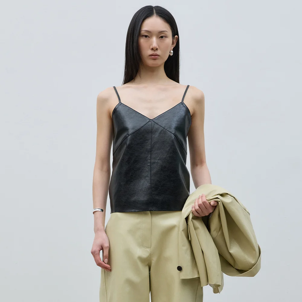 MUAH LEATHER SLEEVELESS