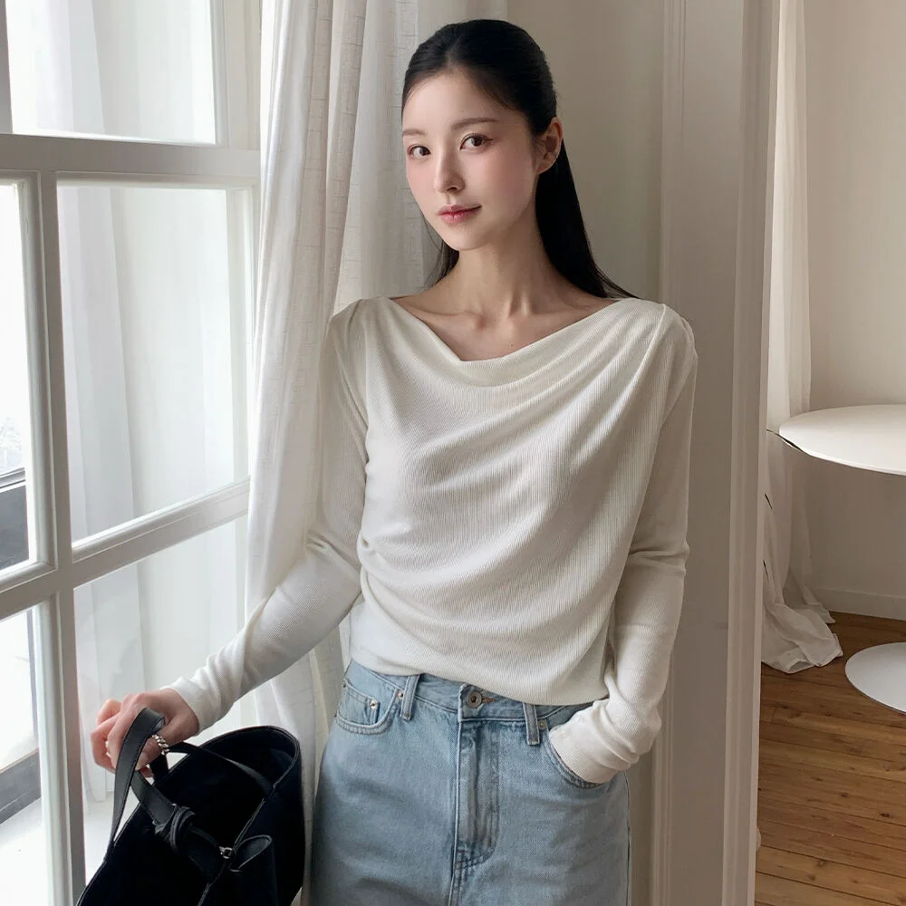 Drape slim t-shirt _Ivory