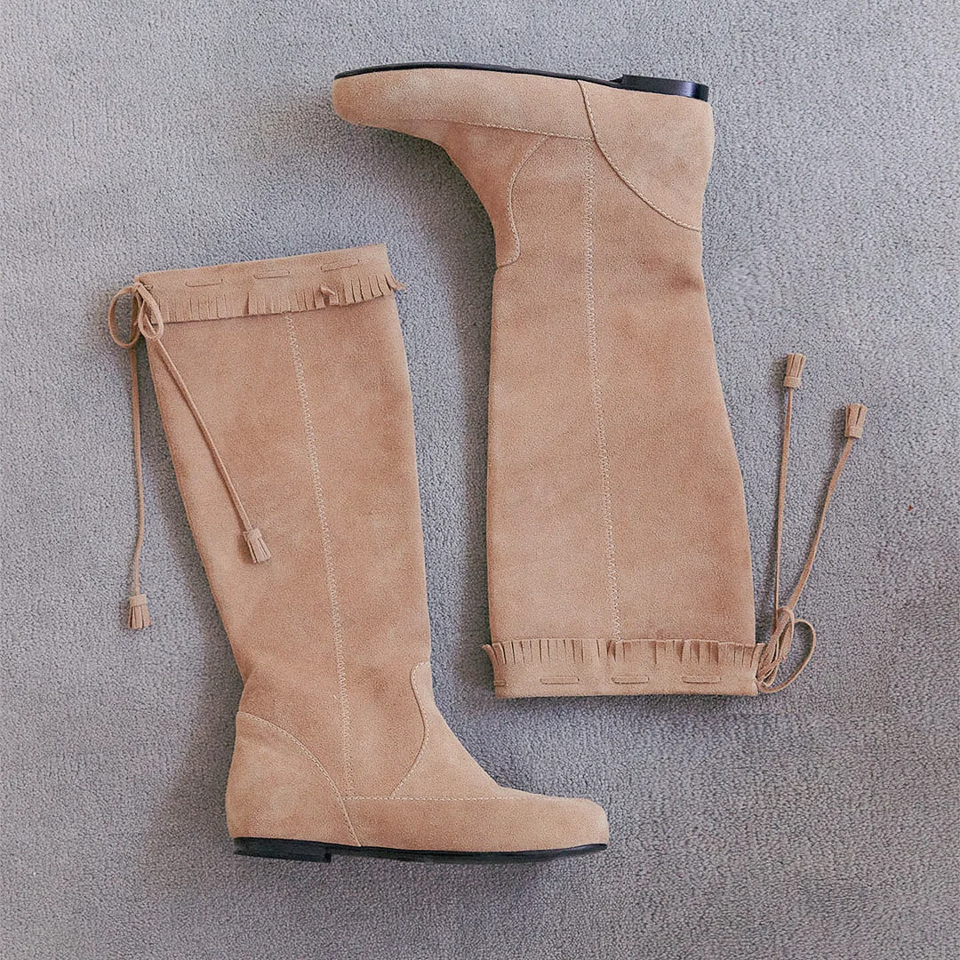 SUEDE TESSLE LONG BOOTS