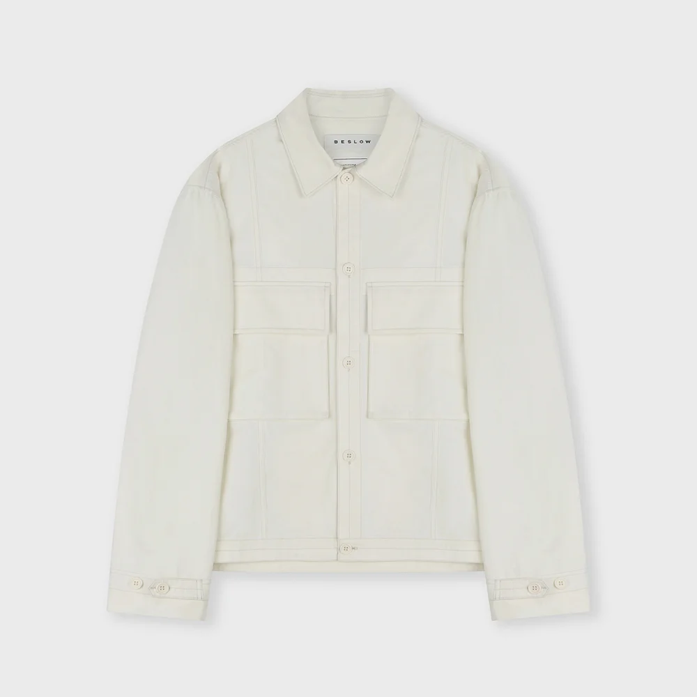 MILITARY BIG POCKET COTTON JACKET CREAM